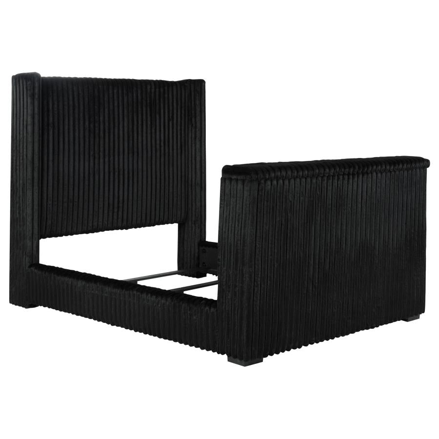 Centergrove Upholstered Queen Wingback TV Bed Black