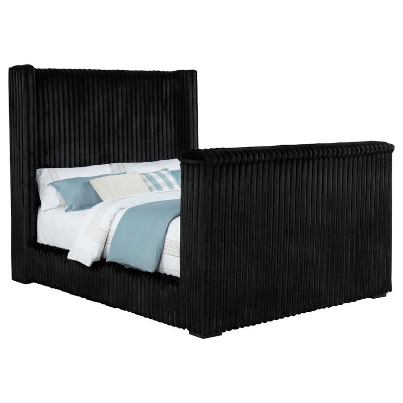 Centergrove Upholstered Queen Wingback TV Bed Black-zoom-