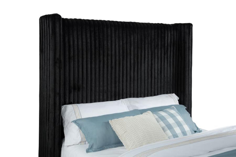 Centergrove Upholstered Queen Wingback TV Bed Black-zoom-