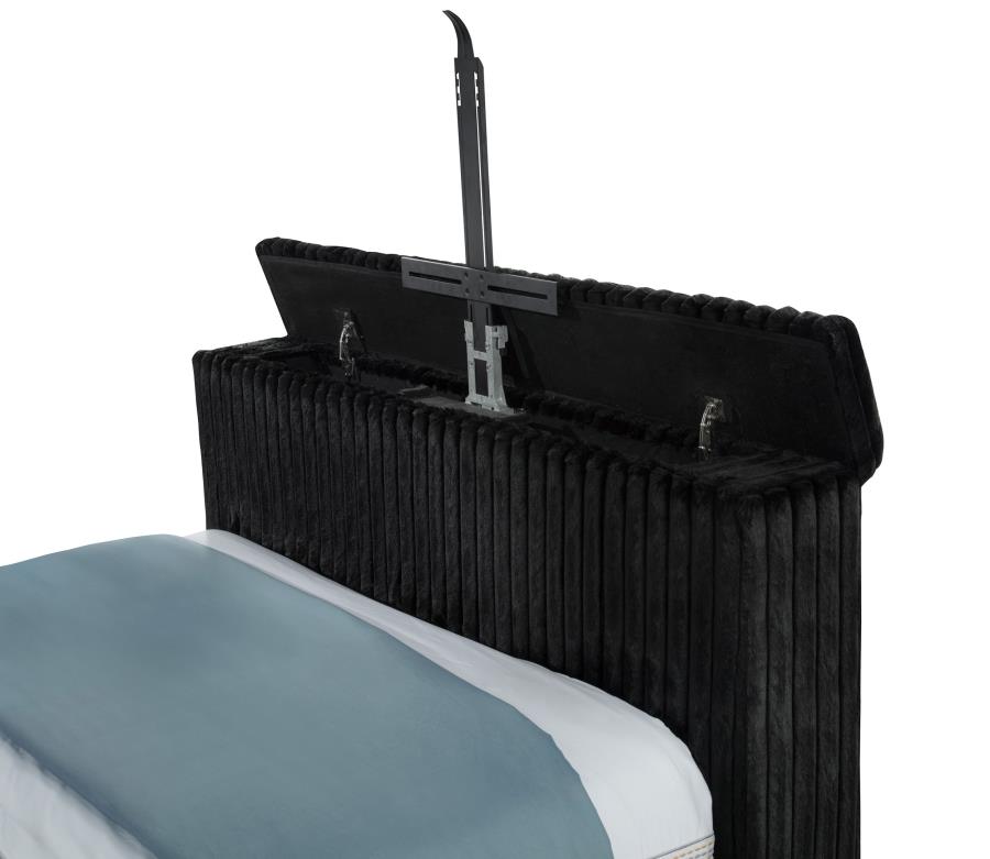 Centergrove Upholstered Queen Wingback TV Bed Black-zoom-10