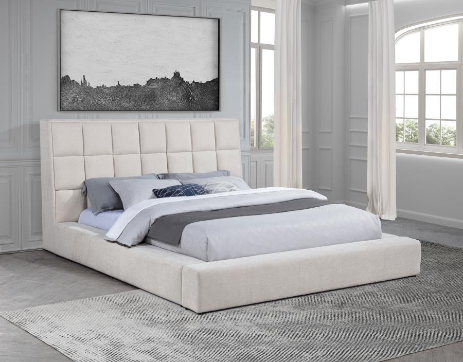 Dreux Upholstered Eastern King Panel Platform Bed Cream-zoom-2