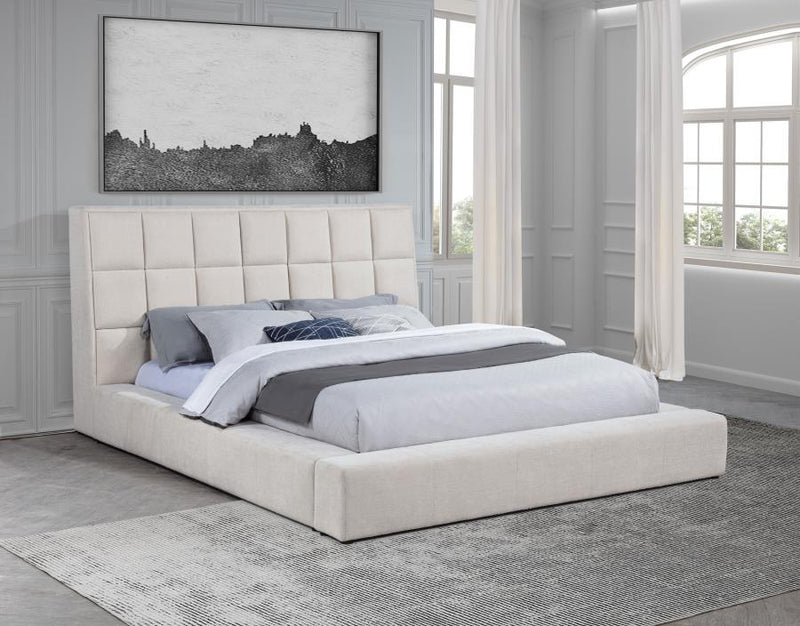Dreux Upholstered Eastern King Panel Platform Bed Cream-zoom-
