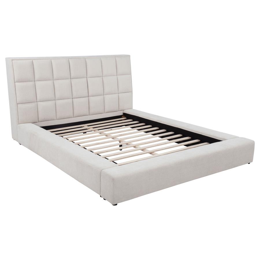 Dreux Upholstered California King Panel Platform Bed Cream-zoom-1