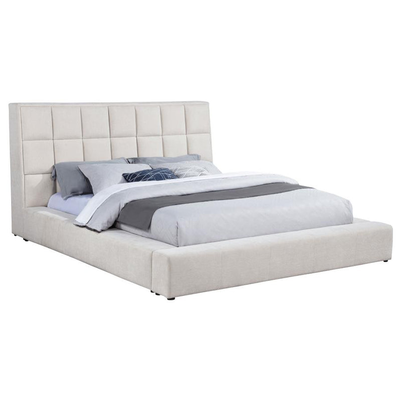 Dreux Upholstered Queen Panel Platform Bed Cream-zoom-