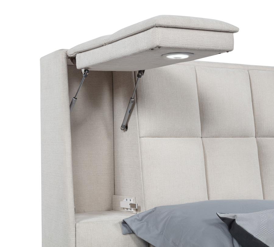 Dreux Upholstered Queen Panel Platform Bed Cream-zoom-10