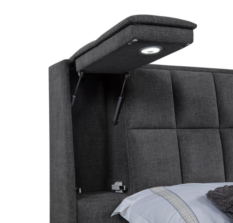 Dreux Upholstered Eastern King Panel Platform Bed Grey-zoom-