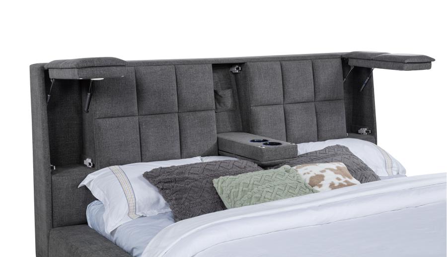 Dreux Upholstered California King Panel Platform Bed Grey-zoom-10