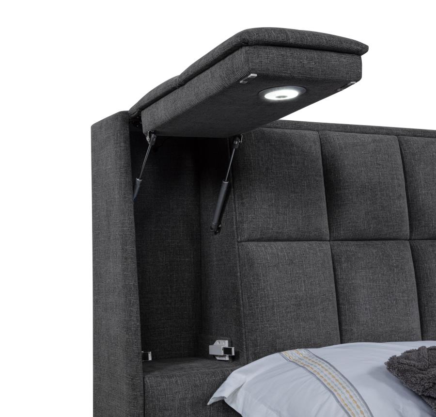 Dreux Upholstered California King Panel Platform Bed Grey-11