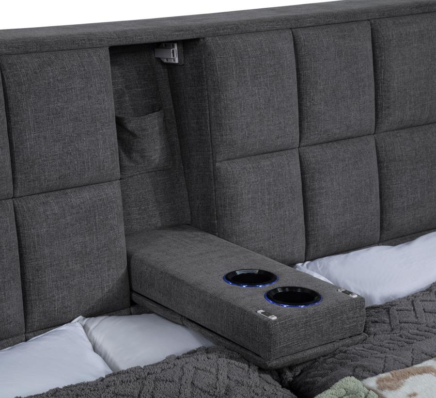 Dreux Upholstered California King Panel Platform Bed Grey-12