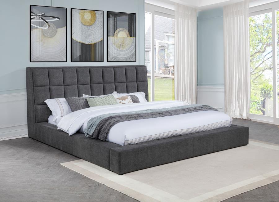 Dreux Upholstered Queen Panel Platform Bed Grey-zoom-2