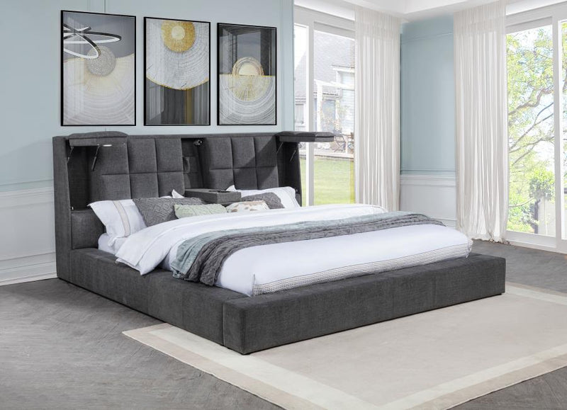 Dreux Upholstered Queen Panel Platform Bed Grey-zoom-
