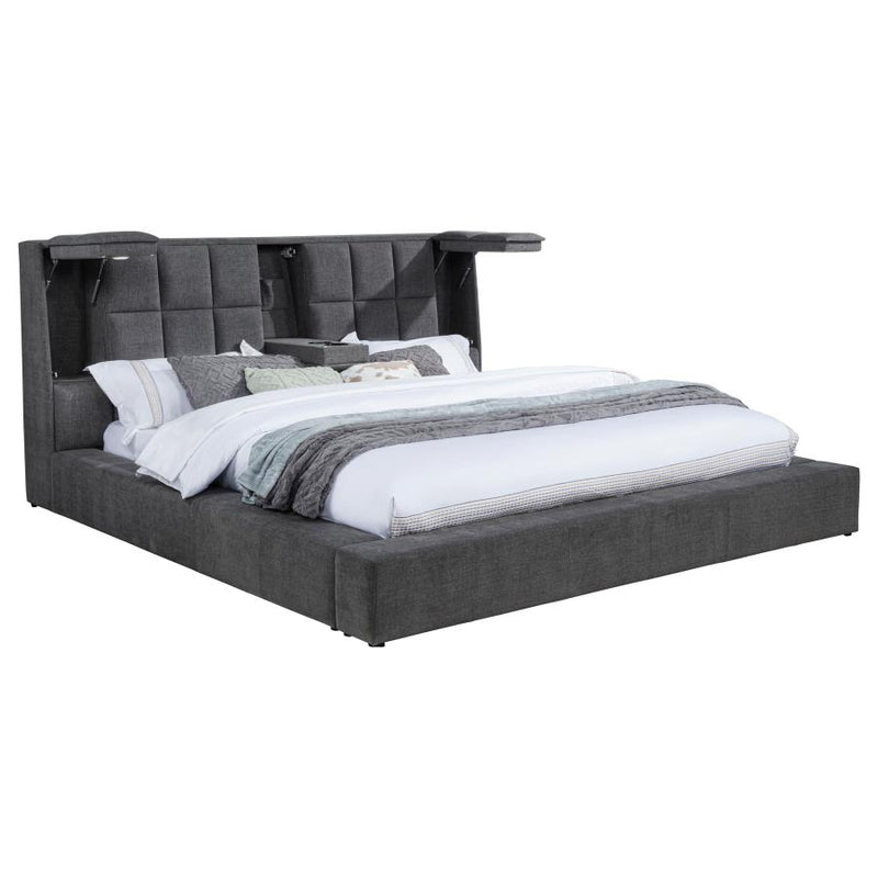Dreux Upholstered Queen Panel Platform Bed Grey-zoom-