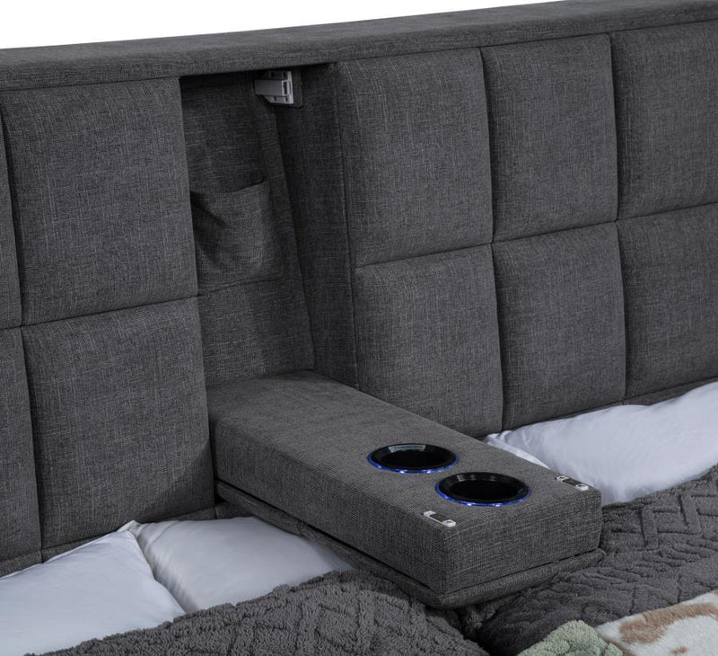 Dreux Upholstered Queen Panel Platform Bed Grey-zoom-