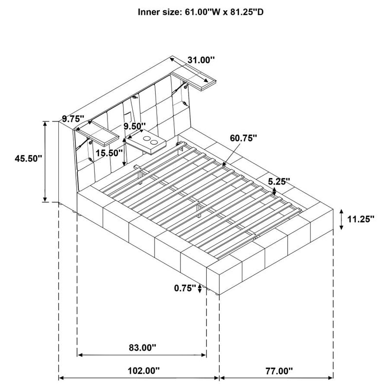 Dreux Upholstered Queen Panel Platform Bed Grey-zoom-