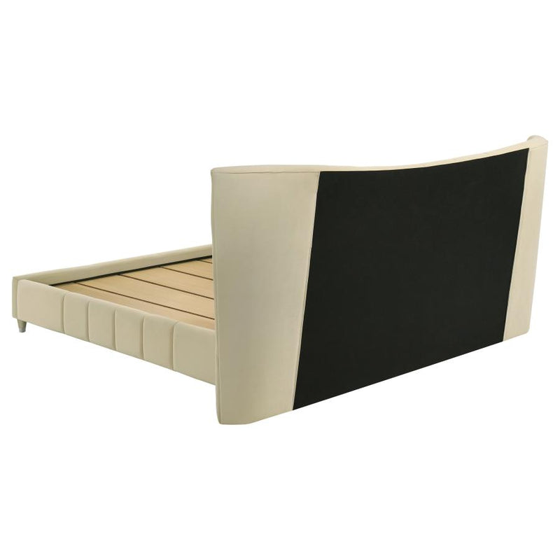Evelyn Upholstered Eastern King Panel Platform Bed Ivory-zoom-