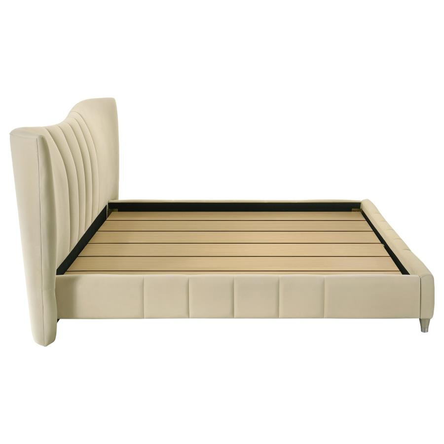 Evelyn Upholstered Eastern King Panel Platform Bed Ivory-7
