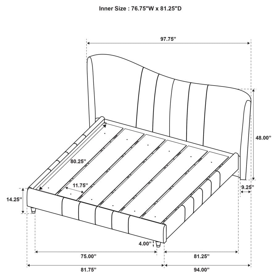 Evelyn Upholstered Eastern King Panel Platform Bed Ivory-11