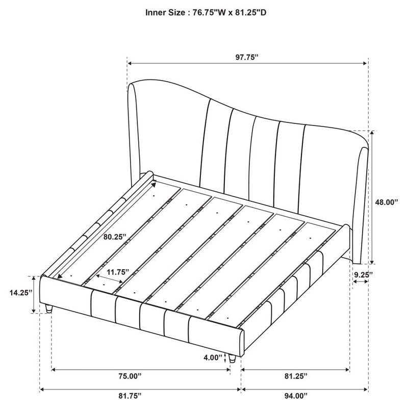 Evelyn Upholstered Eastern King Panel Platform Bed Ivory-zoom-