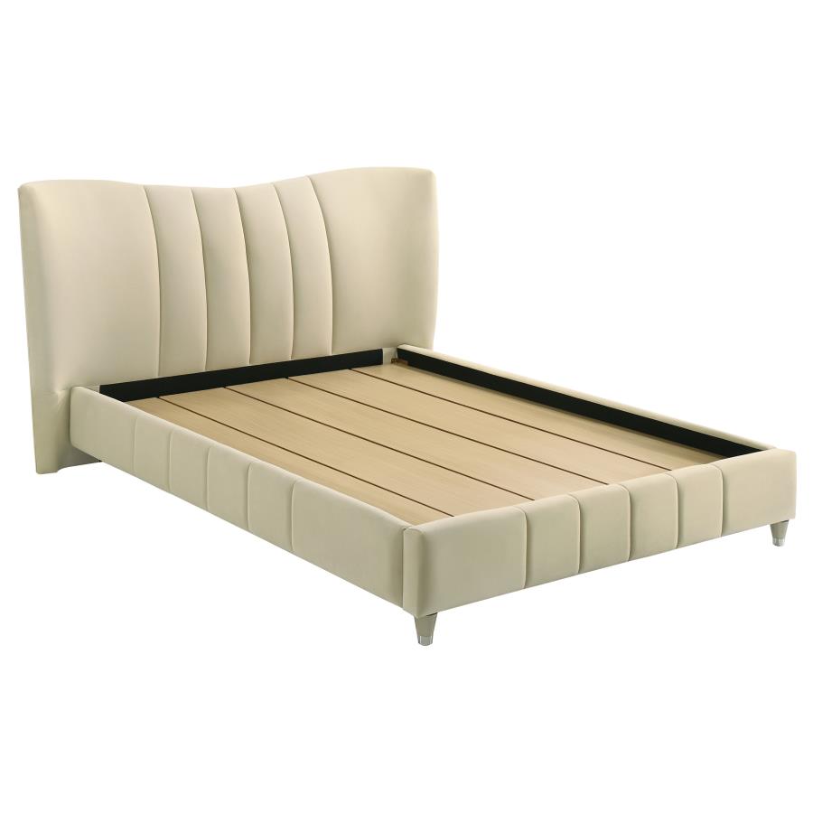 Evelyn Upholstered Queen Panel Platform Bed Ivory-zoom-1