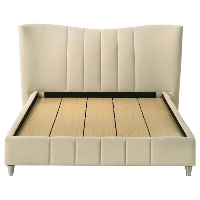 Evelyn Upholstered Queen Panel Platform Bed Ivory-zoom-
