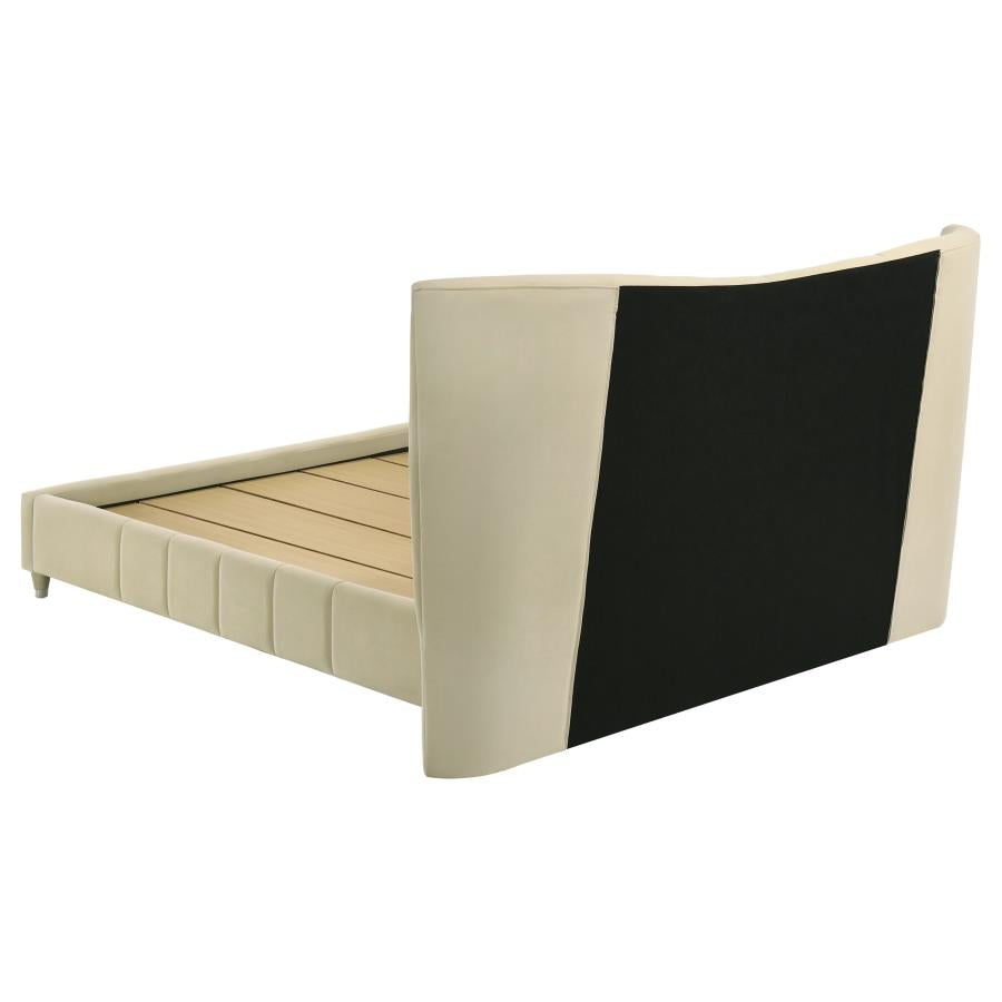 Evelyn Upholstered Queen Panel Platform Bed Ivory-zoom-6