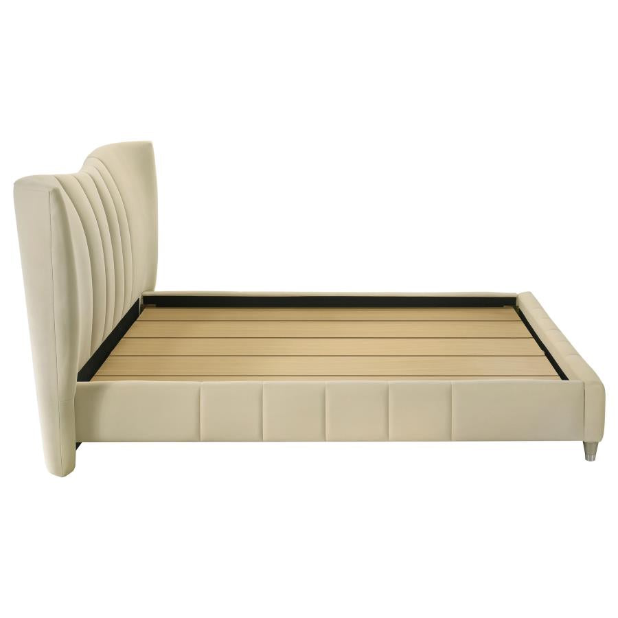Evelyn Upholstered Queen Panel Platform Bed Ivory-7