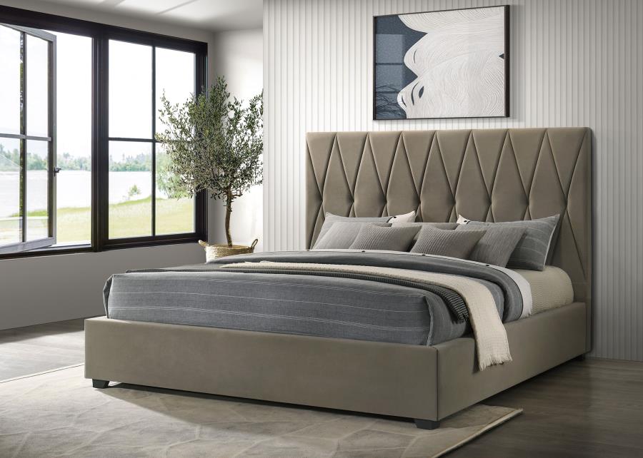 Delsea Upholstered Eastern King Platform Bed Light Brown-zoom-2
