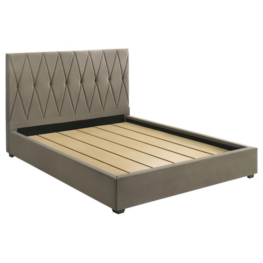 Delsea Upholstered Eastern King Platform Bed Light Brown-zoom-1