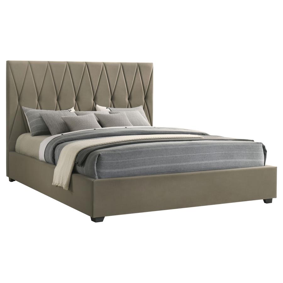 Delsea Upholstered Eastern King Platform Bed Light Brown-zoom-3
