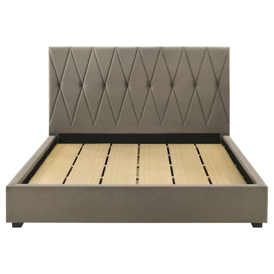 Delsea Upholstered Eastern King Platform Bed Light Brown-zoom-4