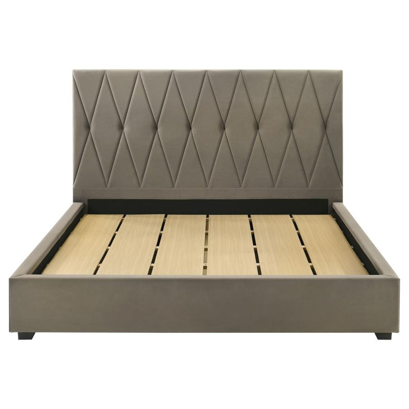 Delsea Upholstered Eastern King Platform Bed Light Brown-zoom-