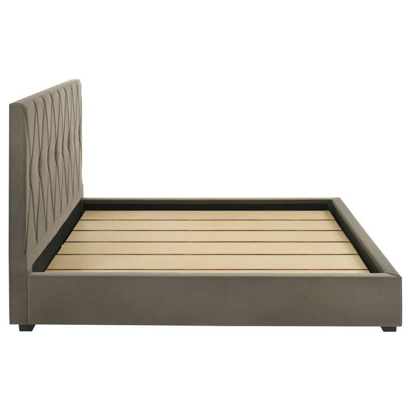 Delsea Upholstered Eastern King Platform Bed Light Brown-zoom-