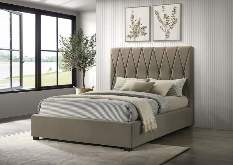 Delsea Upholstered Queen Panel Platform Bed Light Brown-zoom-