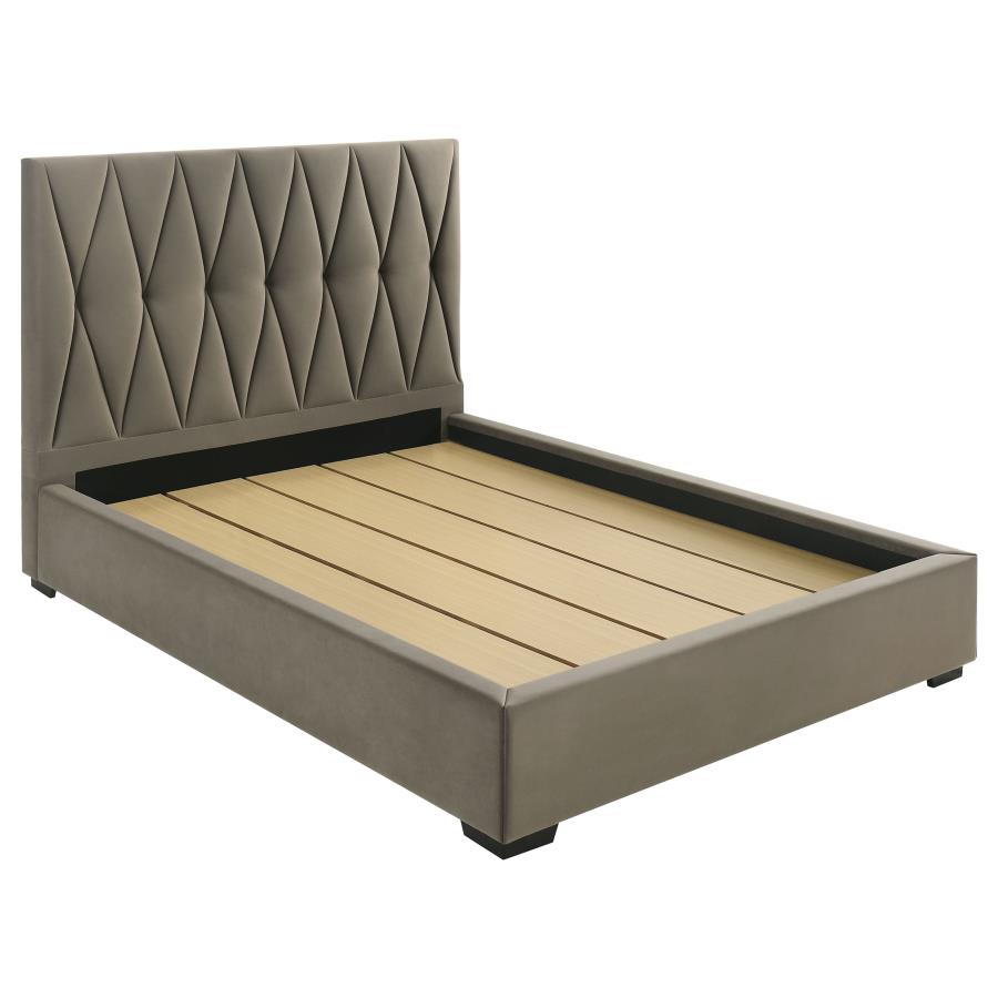 Delsea Upholstered Queen Panel Platform Bed Light Brown-zoom-1