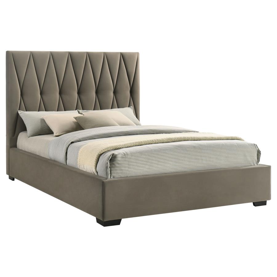 Delsea Upholstered Queen Panel Platform Bed Light Brown-3