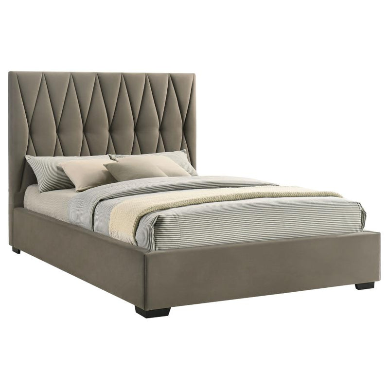 Delsea Upholstered Queen Panel Platform Bed Light Brown-zoom-