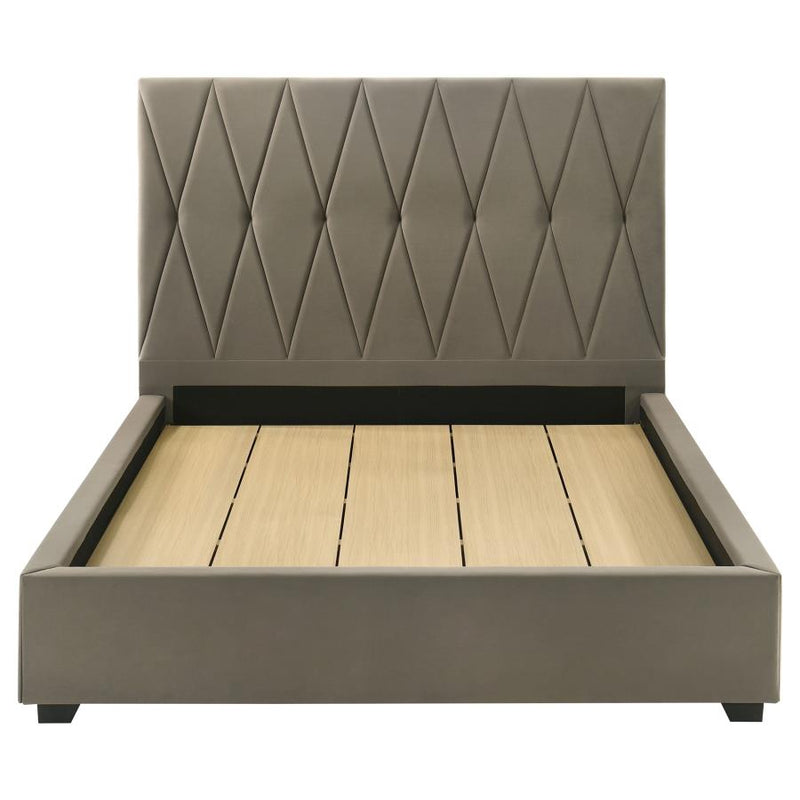 Delsea Upholstered Queen Panel Platform Bed Light Brown-zoom-
