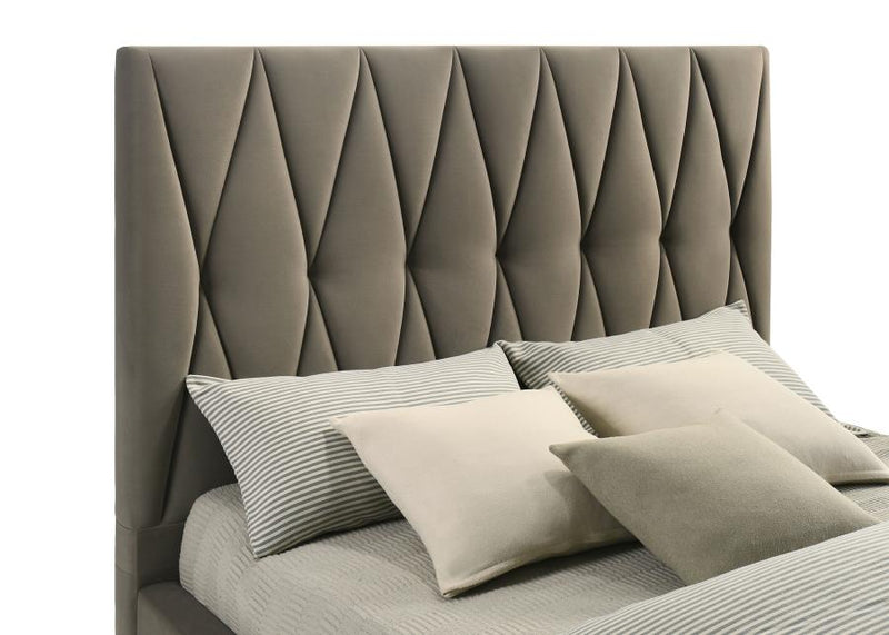 Delsea Upholstered Queen Panel Platform Bed Light Brown-zoom-