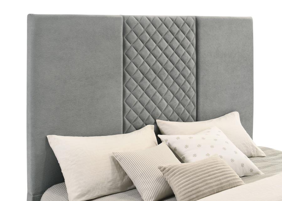 Tara 61-inch Upholstered Eastern King Panel TV Bed Grey-9