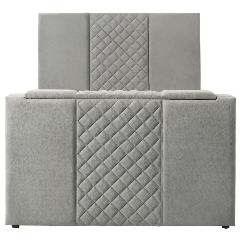 Tara 61-inch Upholstered Queen Panel TV Bed Grey-zoom-