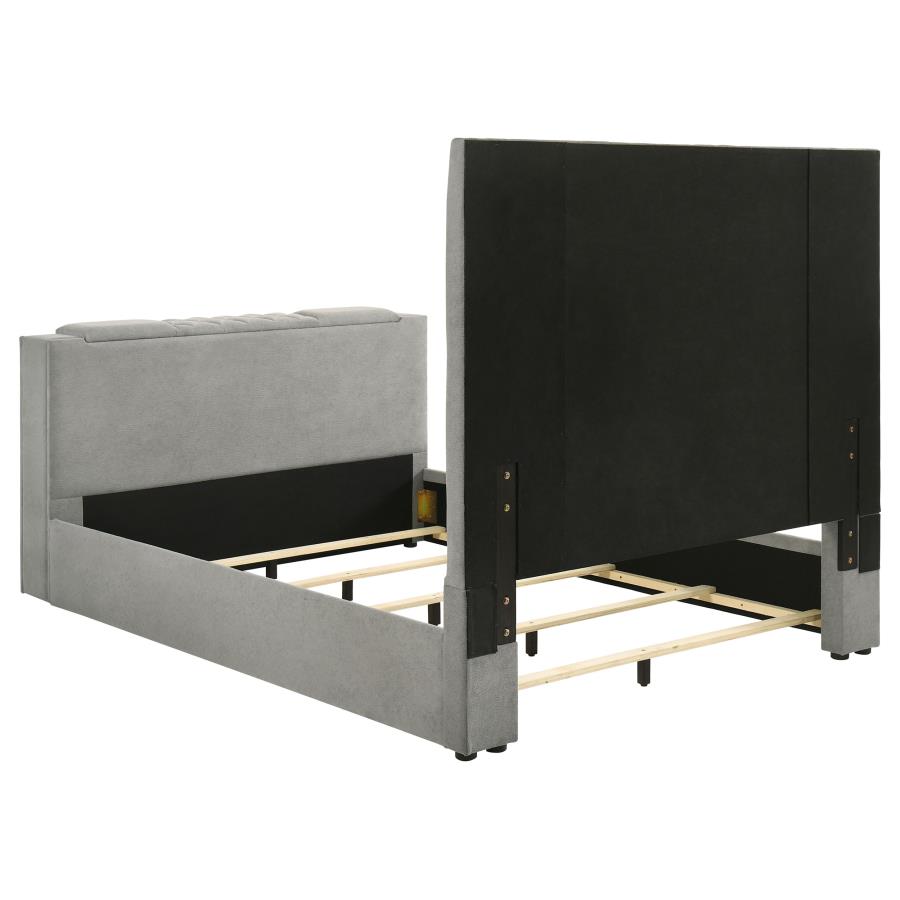 Tara 61-inch Upholstered Queen Panel TV Bed Grey-zoom-7