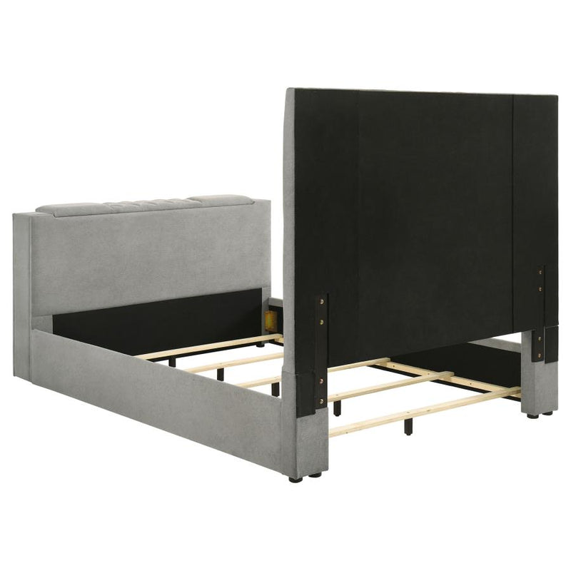 Tara 61-inch Upholstered Queen Panel TV Bed Grey-zoom-
