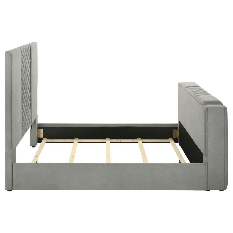 Tara 61-inch Upholstered Queen Panel TV Bed Grey-zoom-8