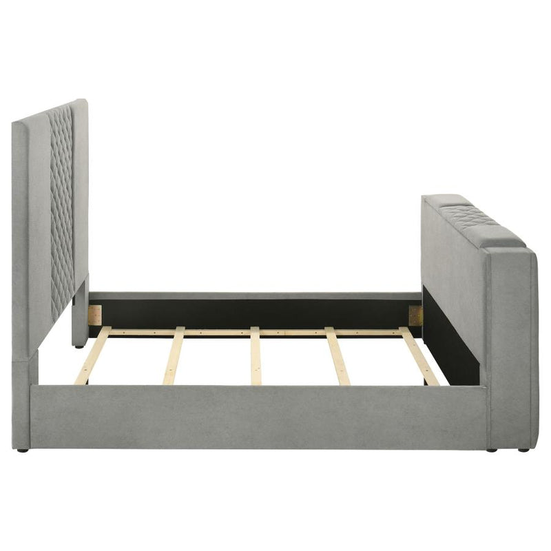 Tara 61-inch Upholstered Queen Panel TV Bed Grey-zoom-