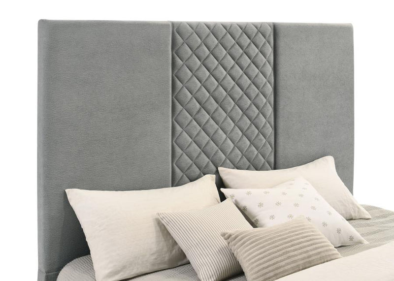 Tara 61-inch Upholstered Queen Panel TV Bed Grey-zoom-