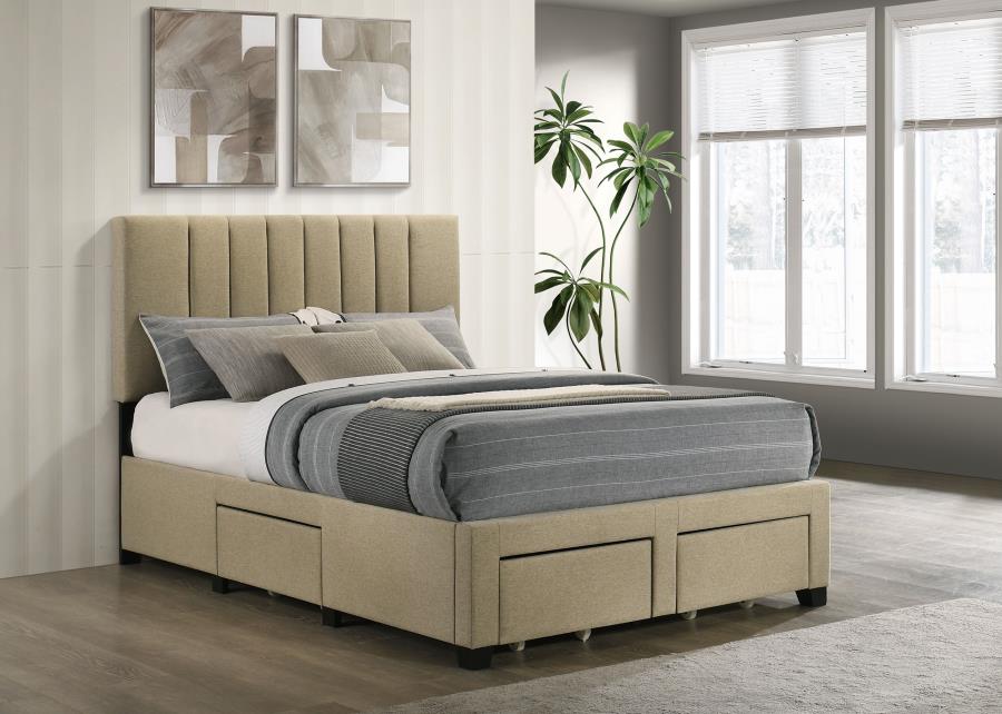Wheatland 4-drawer Upholstered Full Storage Bed Light Brown-2