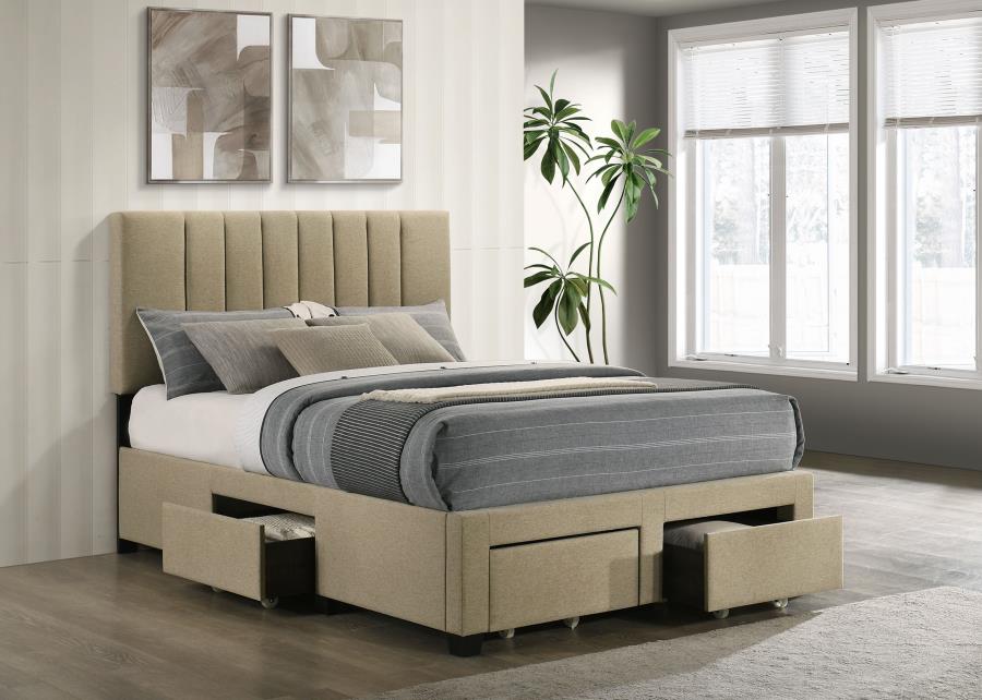 Wheatland 4-drawer Upholstered Full Storage Bed Light Brown-zoom-3