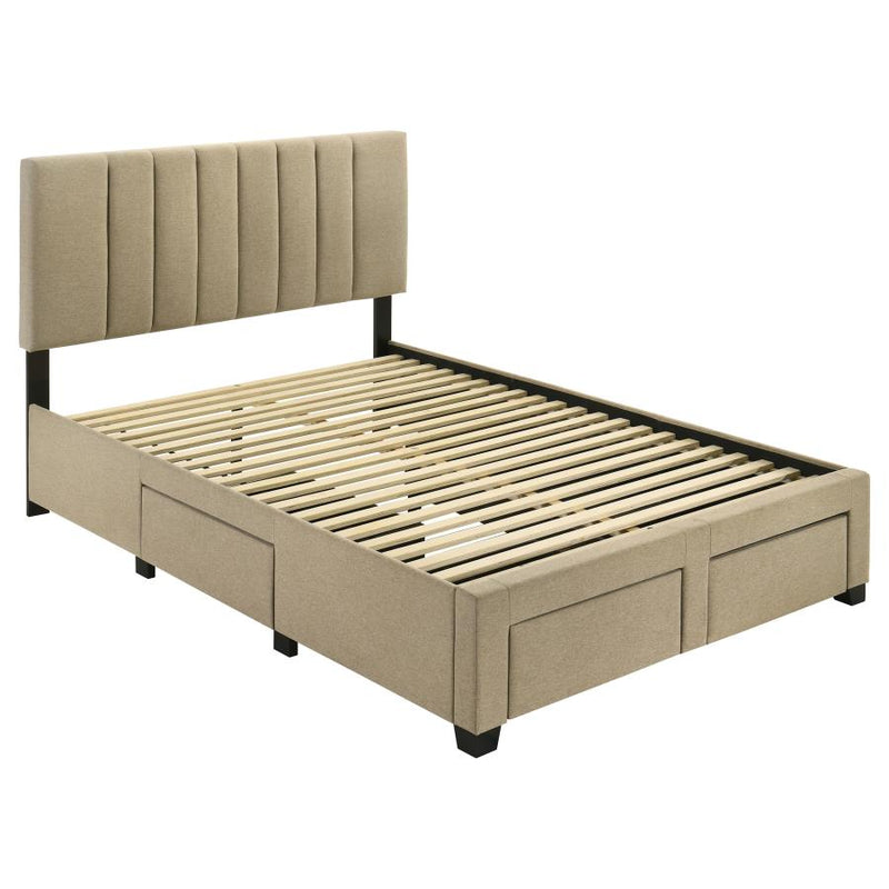 Wheatland 4-drawer Upholstered Full Storage Bed Light Brown-zoom-