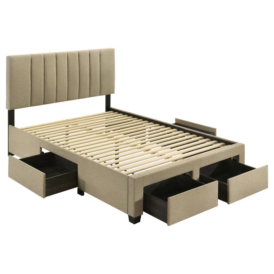 Wheatland 4-drawer Upholstered Full Storage Bed Light Brown-zoom-1