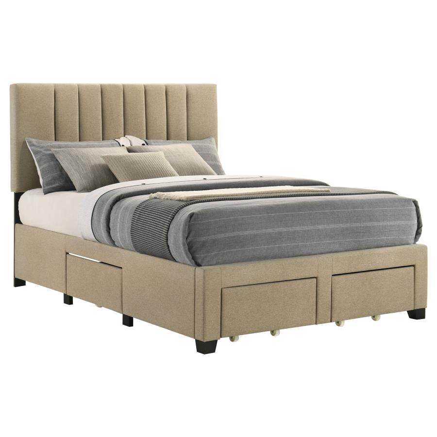 Wheatland 4-drawer Upholstered Full Storage Bed Light Brown-5